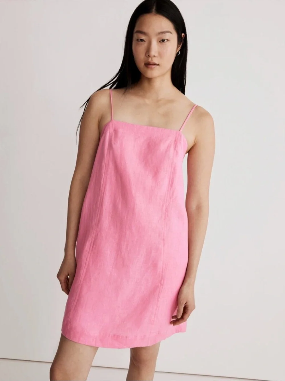 Madewell pink linen mini dress